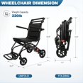 thumbnail image 3 of Mujocooker Lightweight Folding Transport Travel Wheelchair, Portable Compact Aluminum Wheelchair for Adults Weight 15lbs Support 220Lbs, 3 of 8