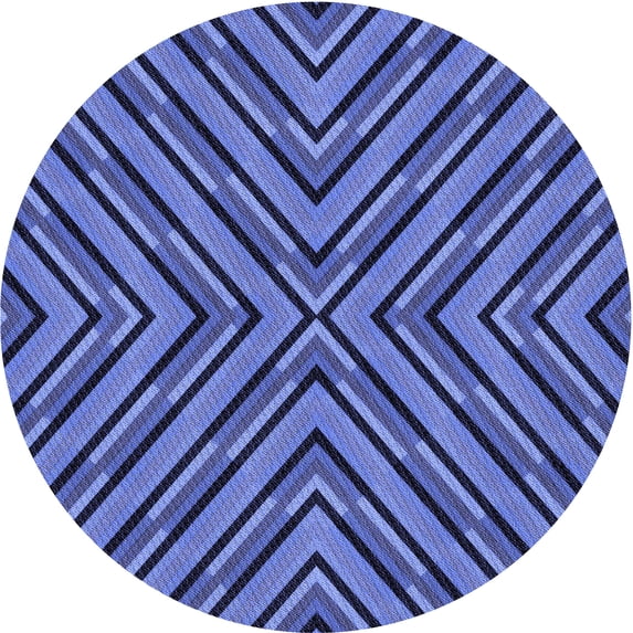 Ahgly Company Machine Washable Indoor Round Transitional Sky Blue Area Rugs, 4' Round