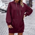 thumbnail image 4 of Fankiway Robes à Manches Longues en Liquidation, Chandails à Capuchon pour Femmes avec Poches, Couleur Unie, Robe Décontractée à Manches Longues pour le Printemps, Grande Taille en Liquidation, 4 of 8
