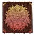 thumbnail image 3 of Ambesonne Savannah Shower Curtain, Lion Floral Ornate Art, 69"Wx84"L, Maroon and Yellow, 3 of 5