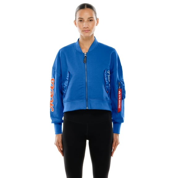 Women's New Era x Alpha Industries Royal New York Mets Cropped Full-Zip Jacket