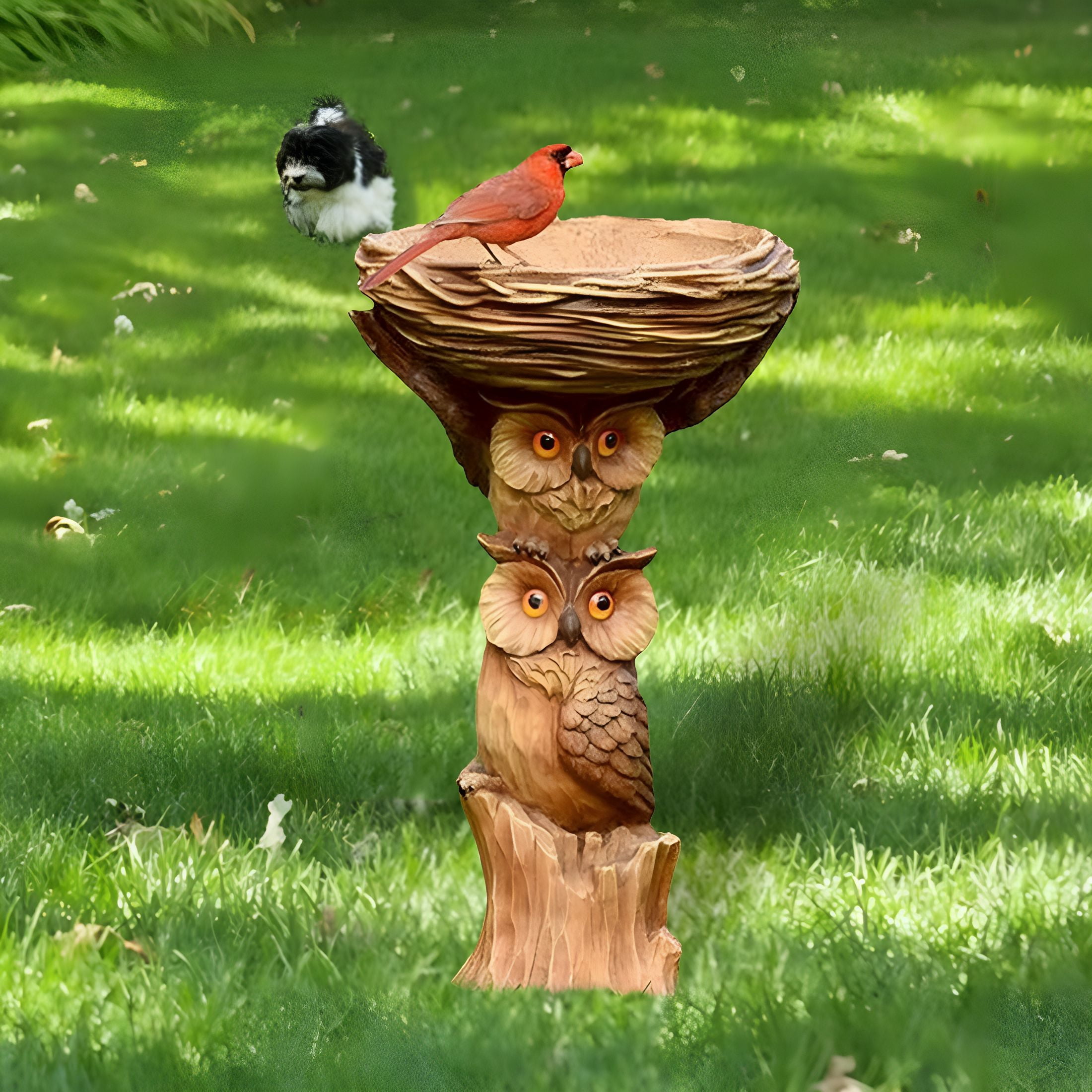 ACDANC Resin Owl Bird Bath for Outdoors, Resin Bird Bath Bowl for Garden, Standing Resin Bird Feeders Bird Bath Bowl Garden Yard Statue Ornament Simulation Owl Outdoor Decoration