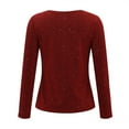 thumbnail image 5 of Dyfzdhu Sequin Tops for Women Elegant Trendy V Neck Sparkly Casual Solid Color Sequined Long Sleeve T Shirt Blouse Red （Not Real Sequin), 5 of 9
