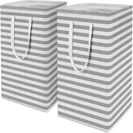 Kenome 2-Pack Laundry Hamper, 75L Collapsible Waterproof Large Laundry Baskets with Reinforced Handles for Bedroom, Bathroom, Dorm, Toys, Grey