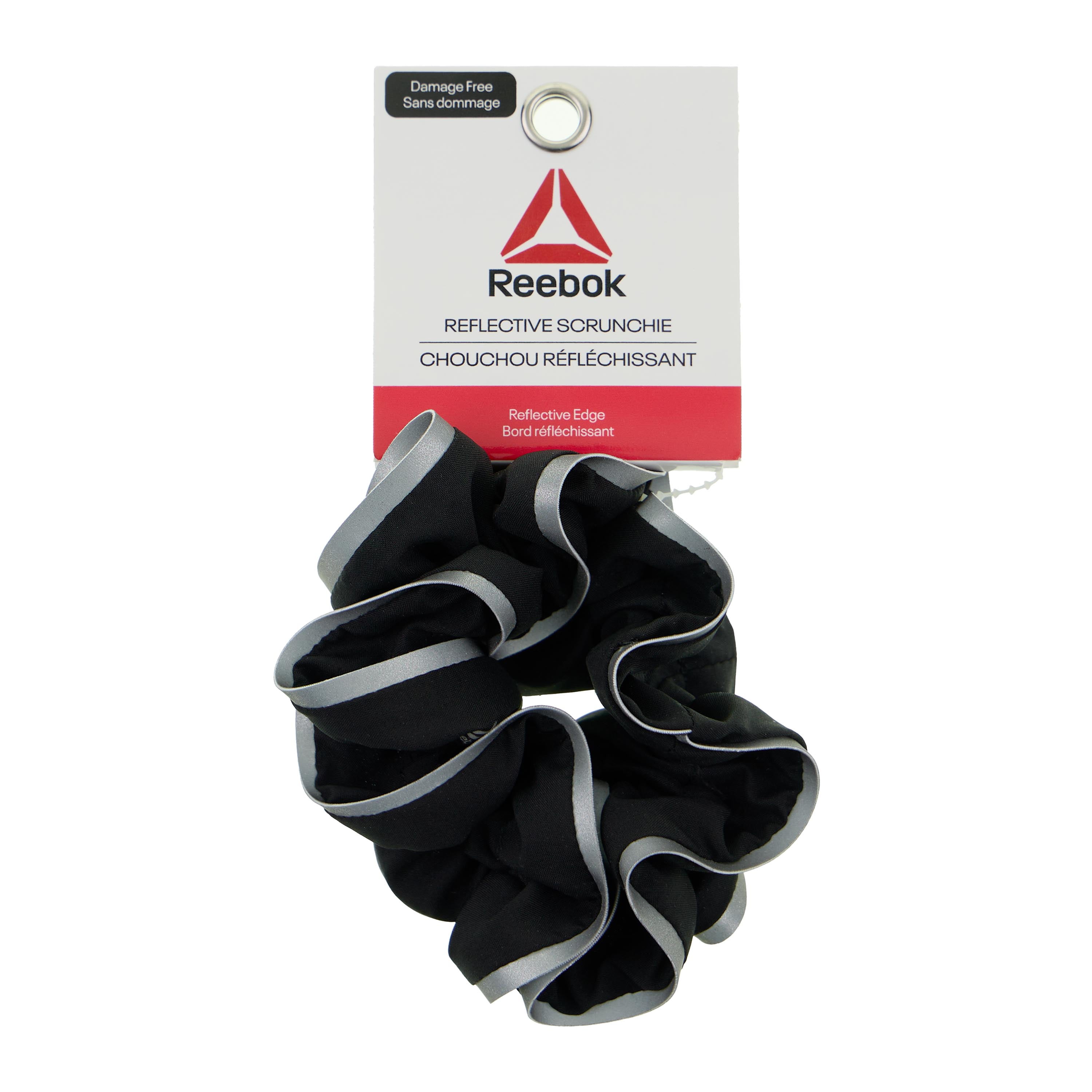 (2 pack) Reebok Reflective Hair Scrunchie for All Hair Types with Twister Design