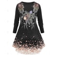 thumbnail image 2 of Camiseta Estampado Fuegos Artificiales de Talla Extra Rosegal  Mangas largas de talla grande, 2 of 5