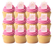 Pink baby twinkle twinkle little star Message Cupcake Picks â€“ 24 Edible Wafer Paper Decorations