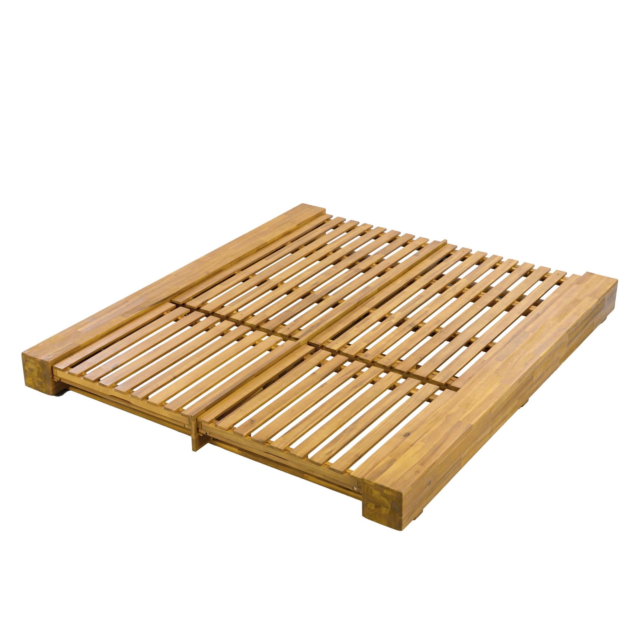 Christopher Knight Home Outdoor Double Chaise Lounge, Acacia Wood Frame, 4 Position with Adjustable Back, Teak