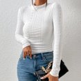 thumbnail image 2 of tarylea Going out Tops for Women Eyelet Crew Neck Shirts Slim Fitted Long Sleeve Tops Fall Basic Cute Tops, 2 of 9