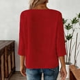 thumbnail image 5 of Ounisa Womens 3/4 Sleeve T Shirts Crew Neck Button Detail Solid Color Casual Trendy Loose Fit Spring Summer Daily Fashion Tops M-3XL, 5 of 5
