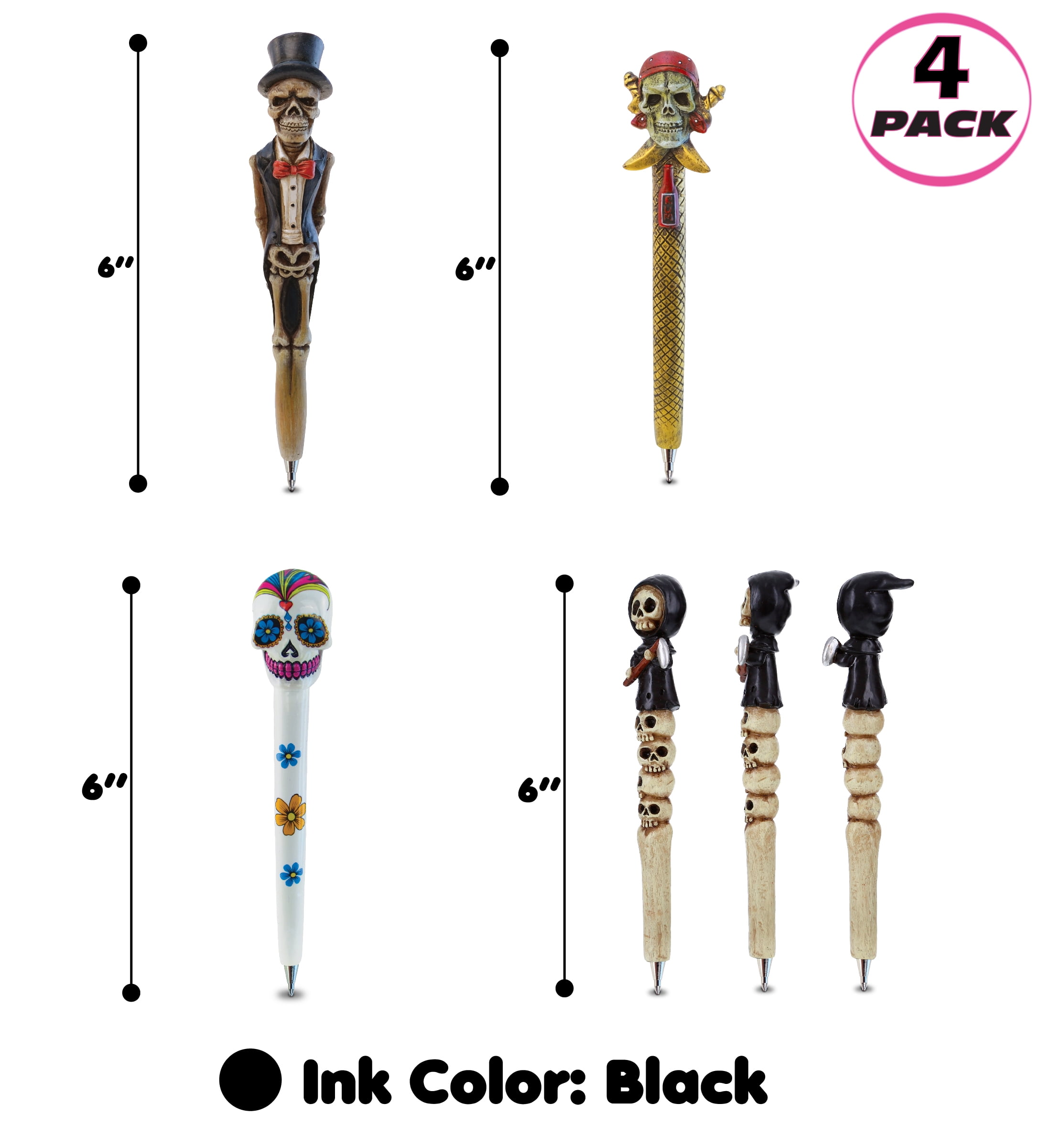  Planet Pens White Skull Novelty Pen - Fun & Unique Kids &  Adults Office Supplies Ballpoint Pen, Colorful Candy Skull Writing Pen  Instrument For School & Office : Office Products