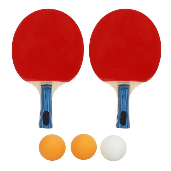MAYUJIAA Table Tennis Paddle Set Poplar Wood Handle Rubber Table Tennis Starter Kit with 3 ABS Balls for Club HW313-82253