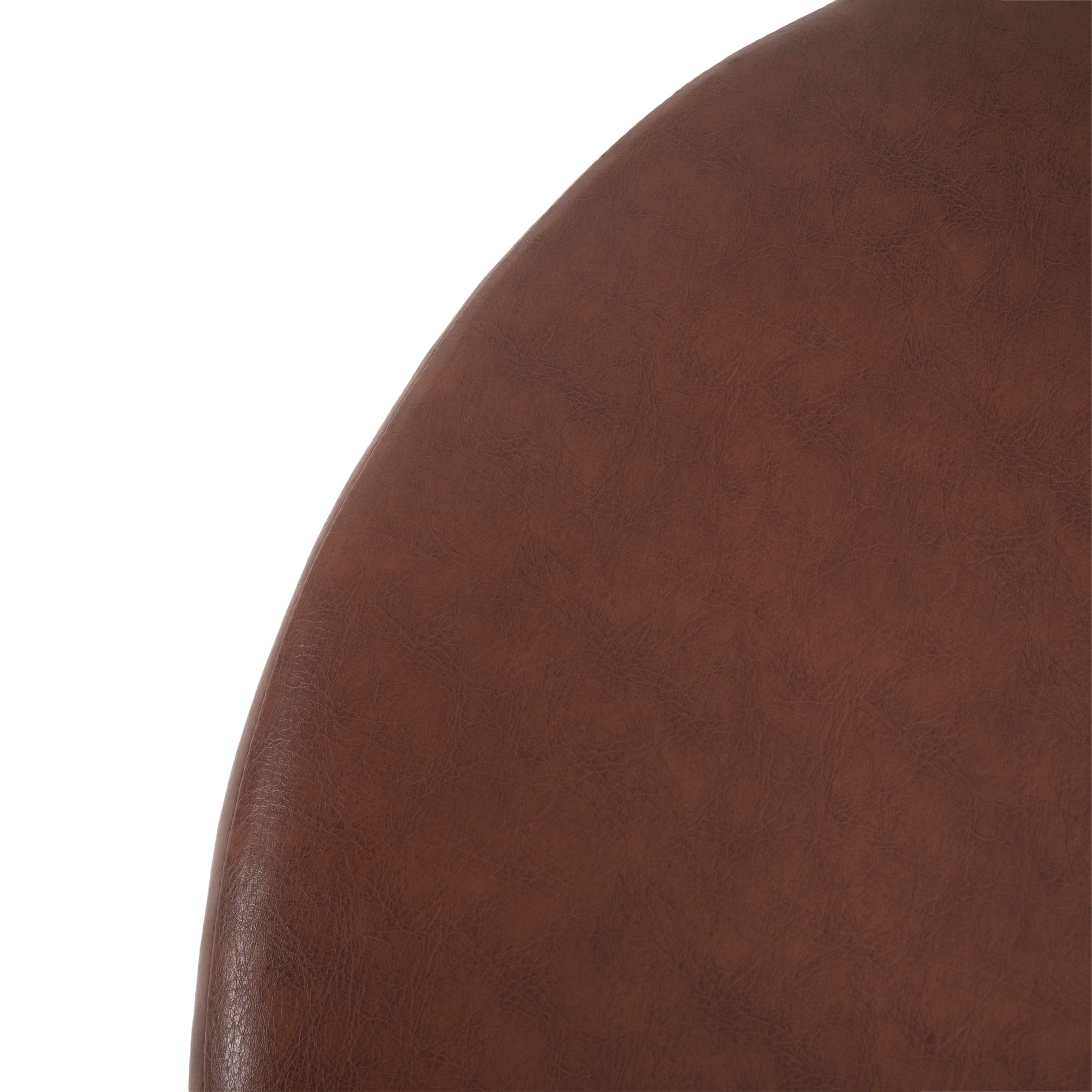 Christopher Knight Home 30" PU Upholstered Round Ottoman, Wood Frame, Light Brown