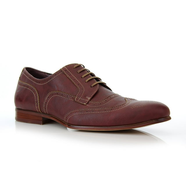 Ferro Aldo Vincent MFA139356E Mens Classic Perforated Duo-Texture Lace-up Wingtip Oxford Dress Shoes
