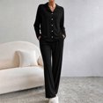 thumbnail image 3 of Womens Plus Size Pajama Sets Long Sleeve Button Up Pjs and Casual Wide Leg Pants Knit Solid Color Fall Sleepwear Set with Pocket Size S-5XL, 3 of 8