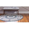 thumbnail image 2 of Unique Loom Narenj Tapis Motif Médaillon 10' x 10' Rond Bleu/tan, 2 of 16