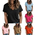 thumbnail image 1 of Fanxing Womens Pocket T Shirts Short Sleeve Summer Tops Lightweight Loose Fit Basic Tees Light Blue,XL, 1 of 8