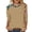 Khaki, variant on Women's Raglan Sleeve American Flag Print 3/4 Sleeve Tee, Solid Heather Fabric Loose Curved Hem Patriotic Daily Top S-XXL T-Shirts