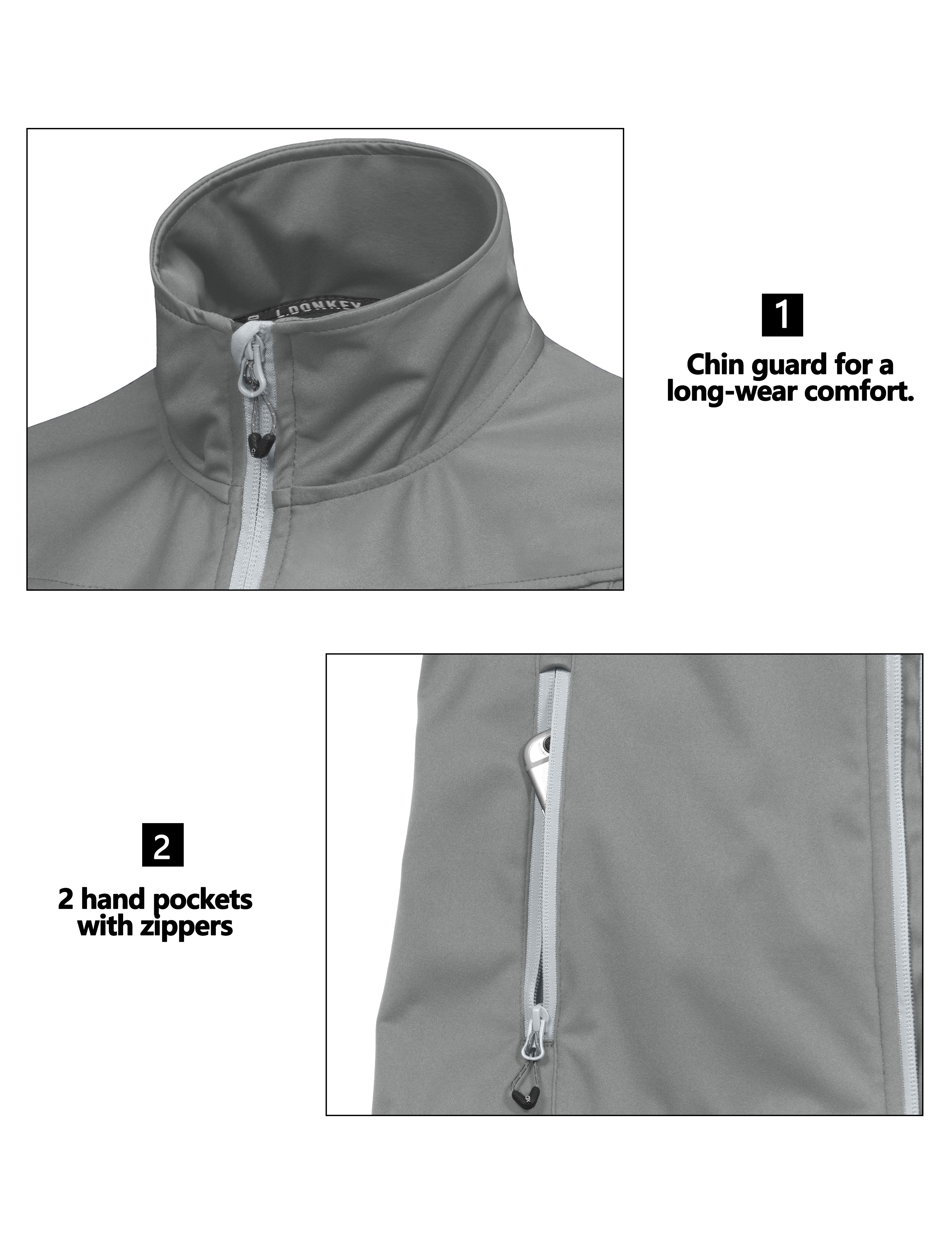 Little Donkey Andy Women's Lightweight Softshell Vest, Windproof Sleeveless Jacket for Running Hiking Travel, Gray S