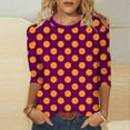 thumbnail image 2 of Plus Size T-Shirts Womens 3/4 Sleeve Polka Dots Print Crew Neck Graphic Tees Base Casual Summer Tops (L, Wine), 2 of 6