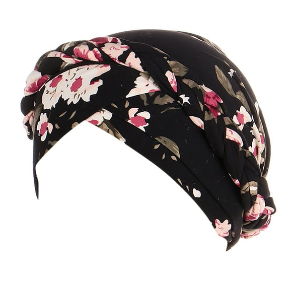 Yanyanz Handkerchiefs for Men, Print Floral Cap Ethnic Hat Wrap Turban Turban Braid Hair Cap Headwear Head Cover Heardband, Women's Handkerchiefs Black One Size