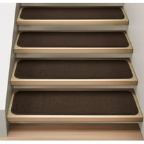 Set of 15 Attachable Indoor Carpet Stair Treads - Chocolate Brown - 8 In. X 23.5 In. - Several Other Sizes to Choose From