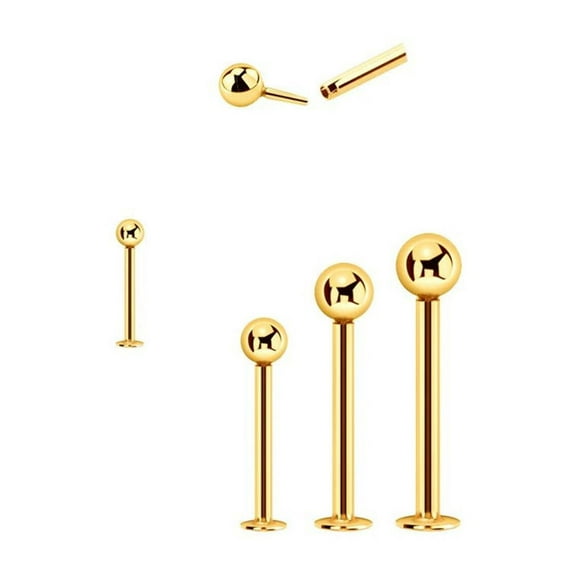 14 Karat Solid Gold Labret / Monroe Stud 16 Gauge Threadless 3 MM Ball