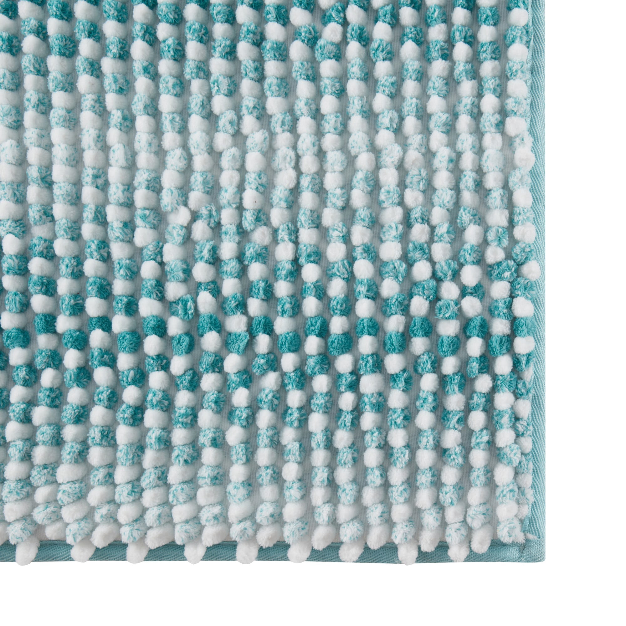 VCNY Home Memory Foam Noodle Teal Heathered Stripe Polyester Bath Rug, 20" x 30"