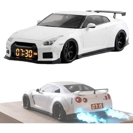 Car Alarm Clock 3-in-1 Digital LED, Crystal Clear LED Display Screen, Modern Sports Car Nightstand Clock, Digital Clock for Bedroom Office Desk Decor Gift