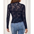 thumbnail image 5 of FreshPretty Mesh Long Sleeve Tops for Women Lace Sexy Sheer Tight See Through Crew Neck Spring Fall Party Club Outfits, 5 of 6