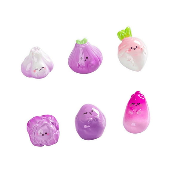 6 figuras de vegetales en miniatura de resina para decoración de escritorio, vegetales artificiales para paisajes en miniatura, decoración de cocina y