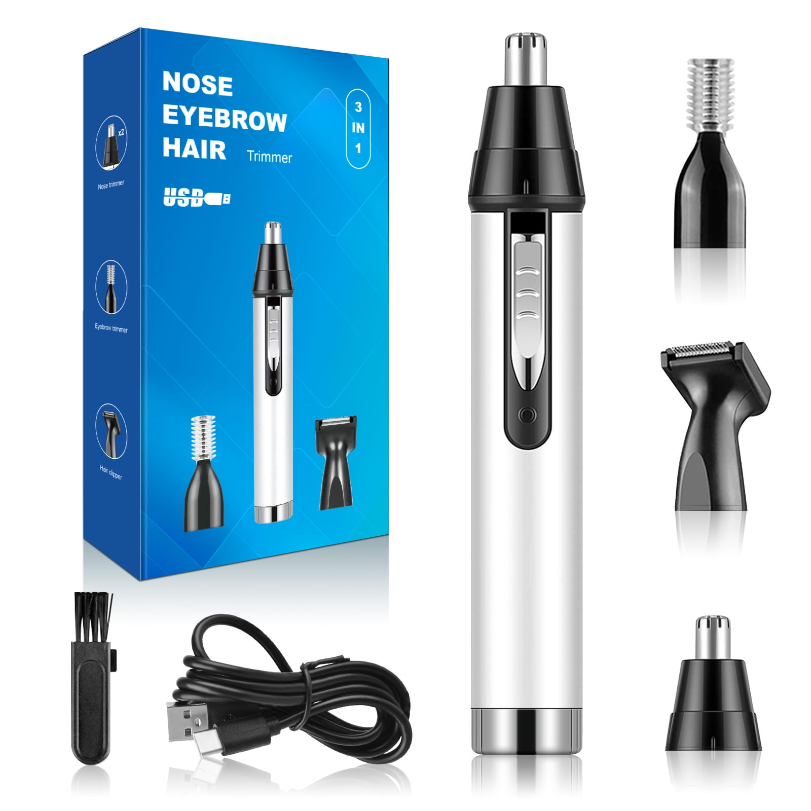 Ear and Nose Hair Trimmer 2022 Professional USB Rechargeable Nose Trimmer for Men and Women, Eyebrow Facial Hair Trimmer Body Grooming Kit with 2 Nose Clippers Head