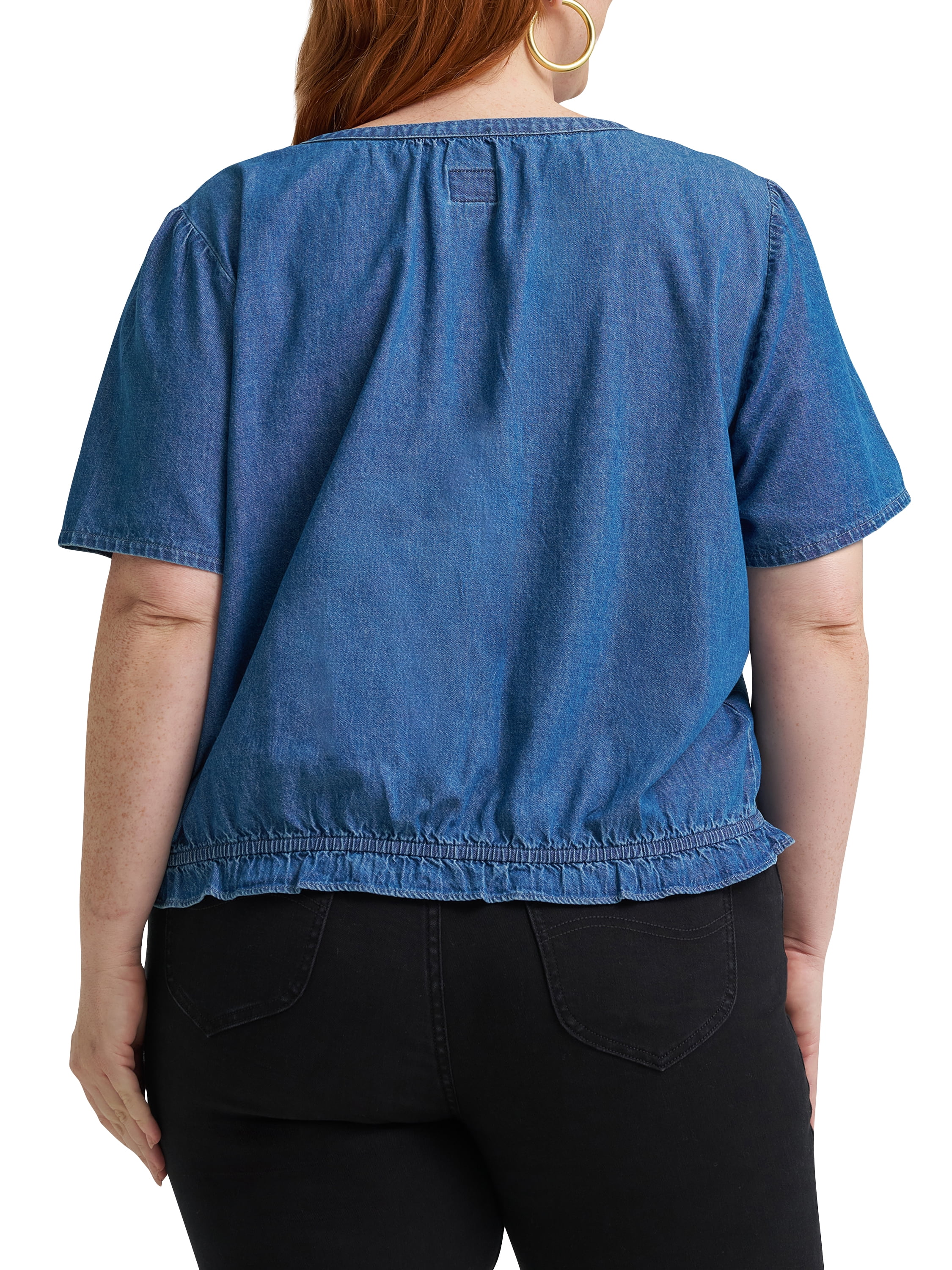 Lee® Women's Plus Short Sleeve Pintuck Top