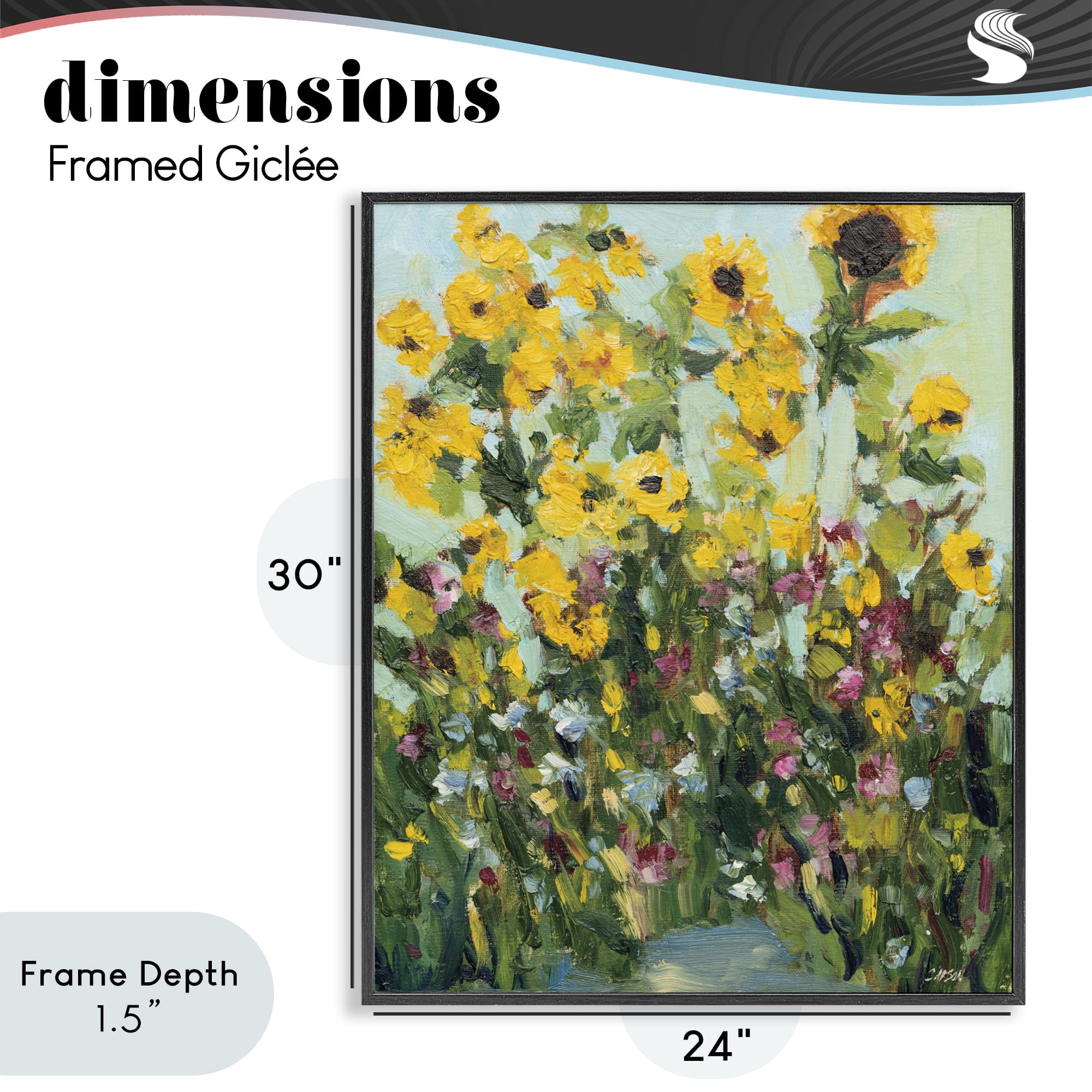 Stupell Industries Sunlit Sunflowers in Garden Black Framed Giclee Art, design by Carson Overstreet