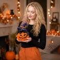 thumbnail image 4 of Halloween Cat Pumpkin Figurine Handcrafted Festive Tabletop Decoration for Home Party Mantel Shelf Decor Spooky Seasonal Holiday Ornament Gift for Halloween Lovers, D, 4 of 5