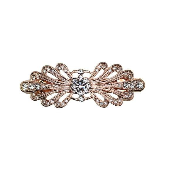 Faship Gorgeous Clear Rhinestone Crystal Small Floral Hair Barrette Clip