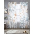 thumbnail image 2 of Beach Coastal Sheer Curtains 96 Inch Length 2 Panels Set, Nautical Summer Starfish Coral Sea Voile Window Treatment Semi Sheer Long Curtains Drapes for Bedroom/Living Room/Kitchen 52"x96"x2, 2 of 7