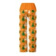 thumbnail image 4 of Christmas Lounge Pants For Women Comfy Wide Leg Trouser Casual Mid Rise Drawstring Pants Orange M, 4 of 6