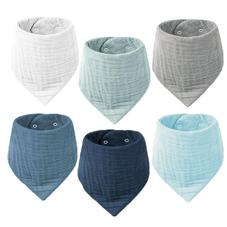 Muslin Baby Bibs for Boys Girls 6 Pack Drool Bibs Muslin Triangular Scarf Baby Bibs Super Absorbent Organic Cotton Neckerchief for Infants Toddlers