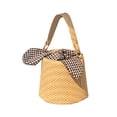 thumbnail image 1 of Bolso tejido con lazo para mujer, bolso de almacenamiento portátil, bolso de playa a cuadros creativo, 1 of 7