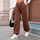 thumbnail image 4 of Pantalones Deportivos de Cintura Alta con Bolsillos para Mujer, Pantalones de Yoga Holgados e Informales Marrón M, 4 of 10