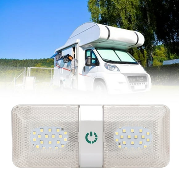 Trailer Double Dome Light, 6000-6500K RV Dimmable Ceiling Light DC11-18V Touch Button Adjustable for Concession Stands