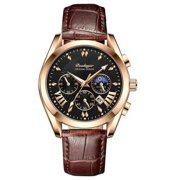 POEDAGAR Men Watches New Fashion Leather Waterproof Luminous Luxury Mens Quartz Wristwatch