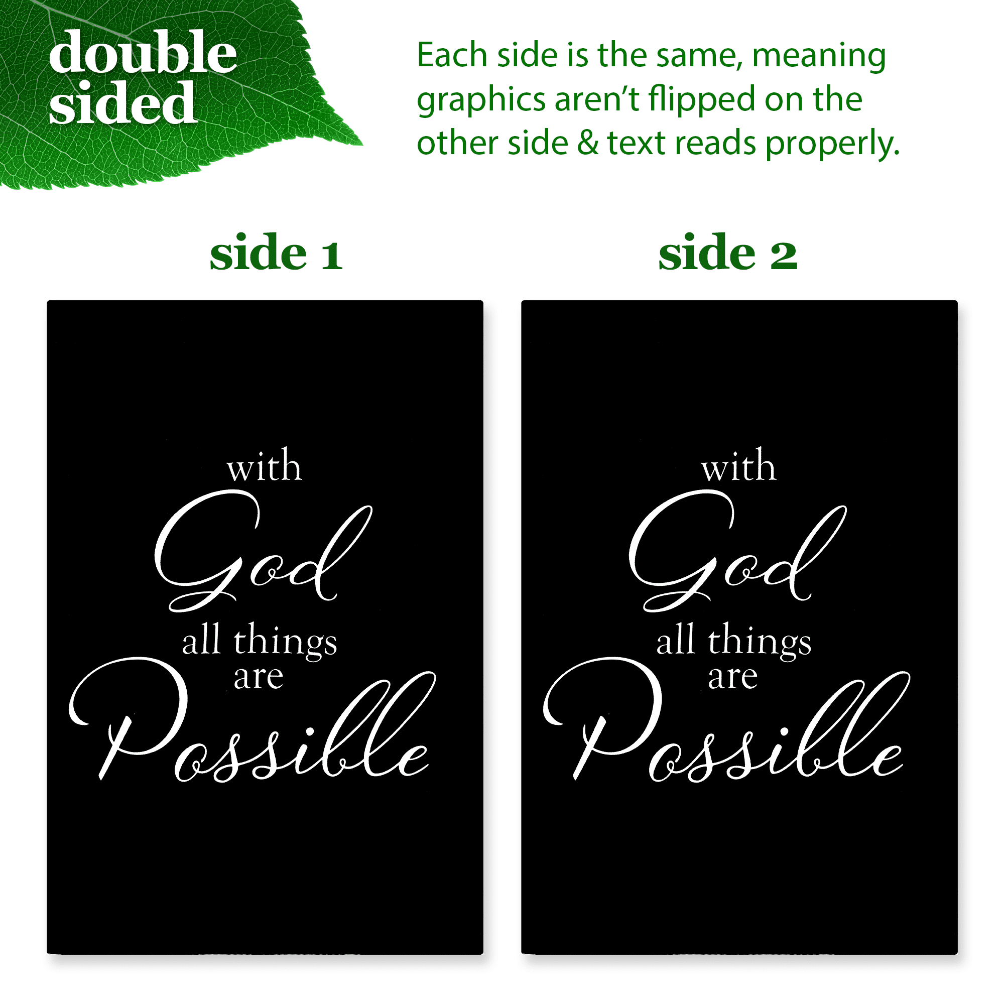 G128 Combo Pack Garden Flag Stand Black 36x16IN & Garden Flag With God All Things Possible Printed 12x18IN Double Sided Yard Garden Lawn Decoration