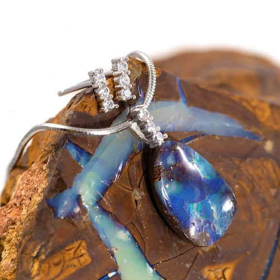 FREE SOUL STERLING SILVER NATURAL AUSTRALIAN SOLID BOULDER OPAL NECKLACE