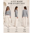 thumbnail image 3 of QUALFORT Women's 100% Cotton V-Neck Pullover Sweater, Long Sleeve Lightweight Sweater for Women, Soft Classic Solid Color Knit Sweater Top, Grey L, 3 of 7