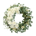 thumbnail image 3 of Corona de eucalipto artificial, corona de flores para puerta de entrada, corona floral hecha a mano 45cm, 3 of 9