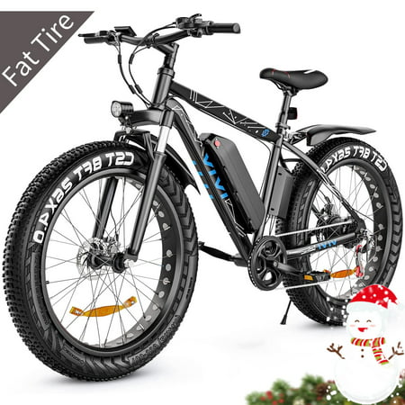 VIVI 26" 4.0 Fat Tire Electric Bike for Adults, 500W Adults E Bike, 48V 13Ah Removable Li-Ion Battery, Professional 7-Speed, Electric Mountain Bicycle Beach Bike Snow Bike Ebike for Men