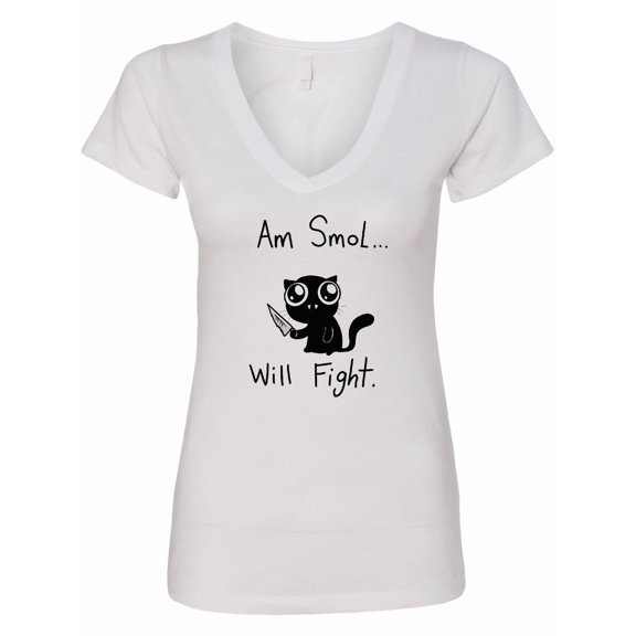 Inktastic Am Smol Will Fight Women's V-Neck T-Shirt