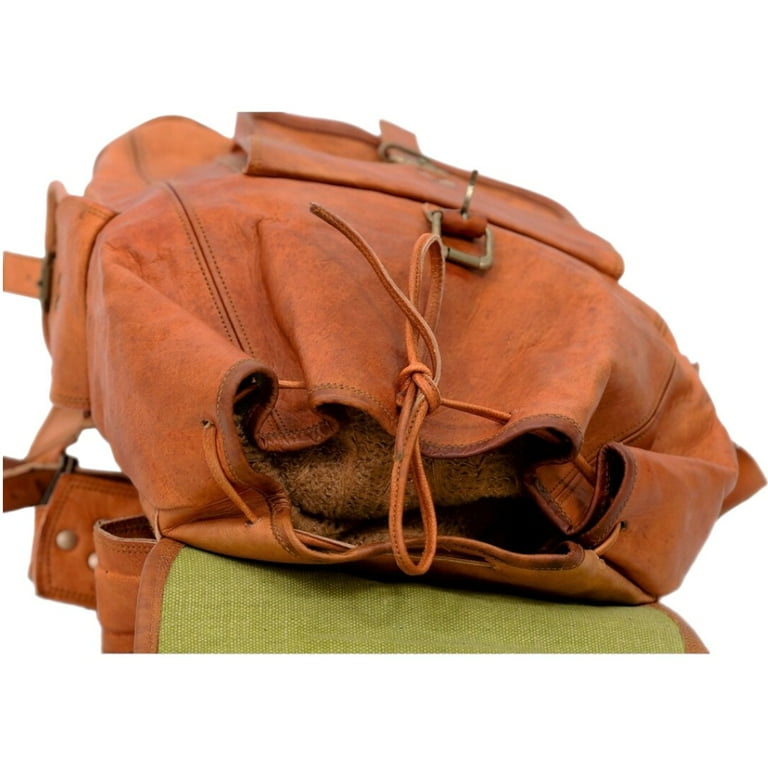 SAINTSTAG Men s Pithu Genuine Leather Backpack Handmade Hiking Rucksack Backpack